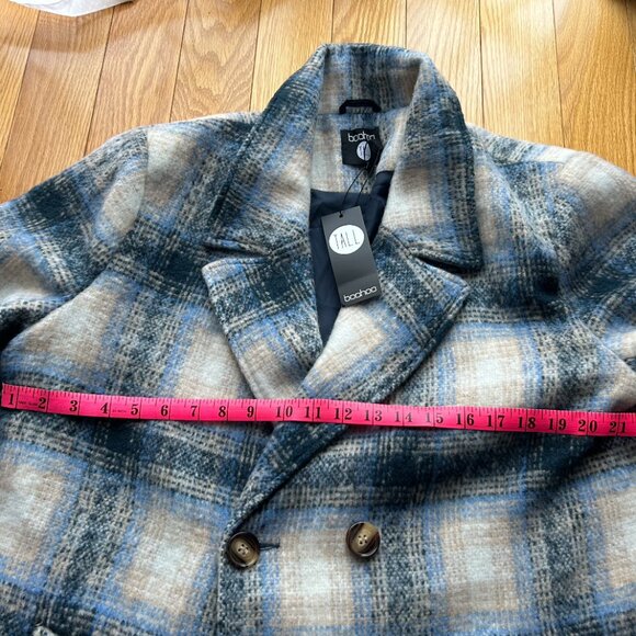 Women's Tall Check Longline Wool Coat - Picture 7 of 8